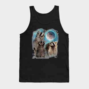 3 Racoon Moon Howling Raccoon Head Funny For Men, Women Tank Top